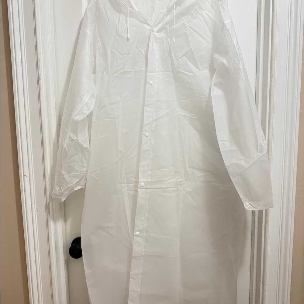 White Button-Up Raincoat